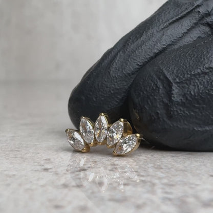 Mia - Titanium Marquise Curved Stud