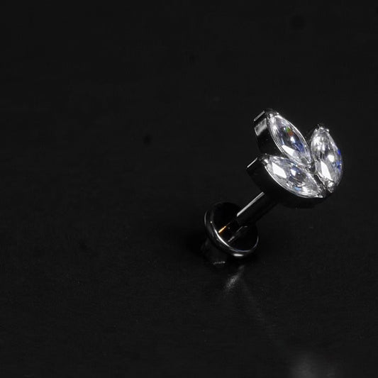Maha - Titanium 3 Leaf Stud