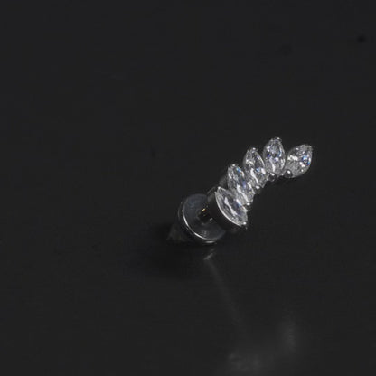 Luna - Titanium Curved Marquise Stud