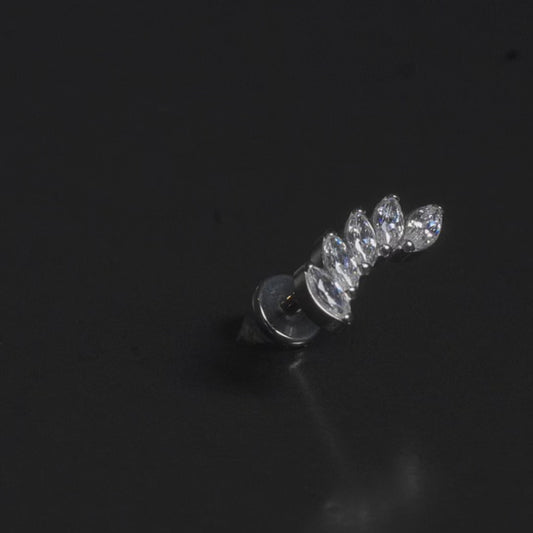 Luna - Titanium Curved Marquise Stud