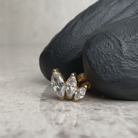 Maya - Titanium Three Leaf Marquise Stud