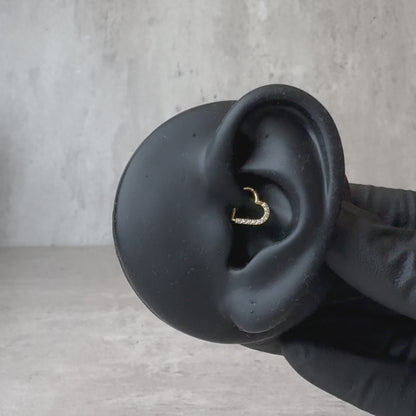 Cora - Jewelled Heart Titanium Daith Ring