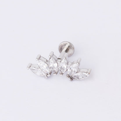 Mia - Surgical Steel Threadless Marquise Fan Stud