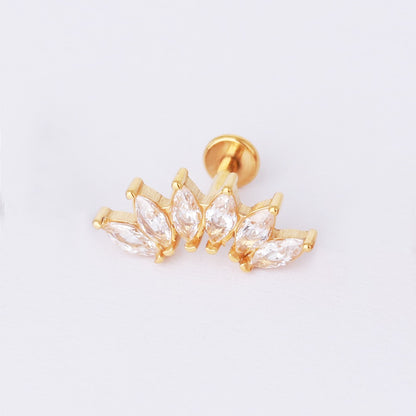 Mia - Surgical Steel Threadless Marquise Fan Stud