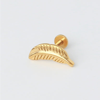 Maria - Threadless Surgical Steel Vintage Feather Stud