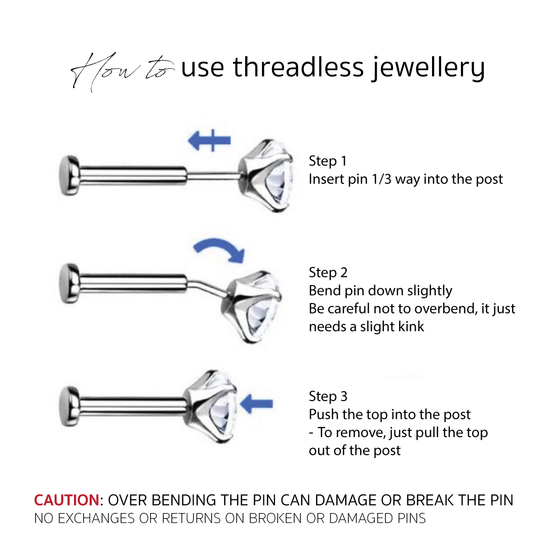 Titanium Threadless Labret Flat Back Studs | Cura – Cura - Piercing ...