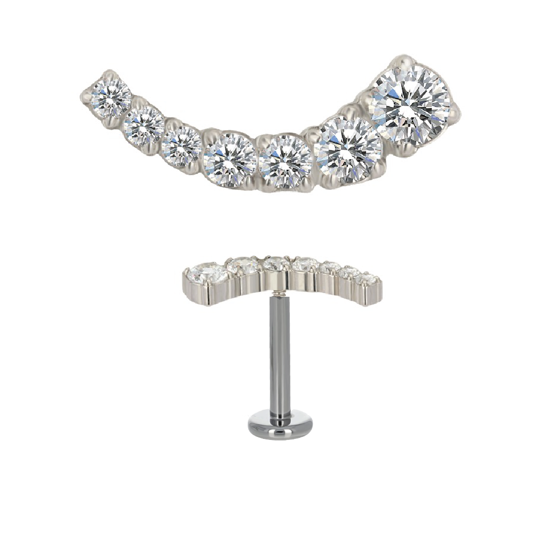 Titanium Descending Stone Labret Stud | Cura – Cura - Piercing Jewellery