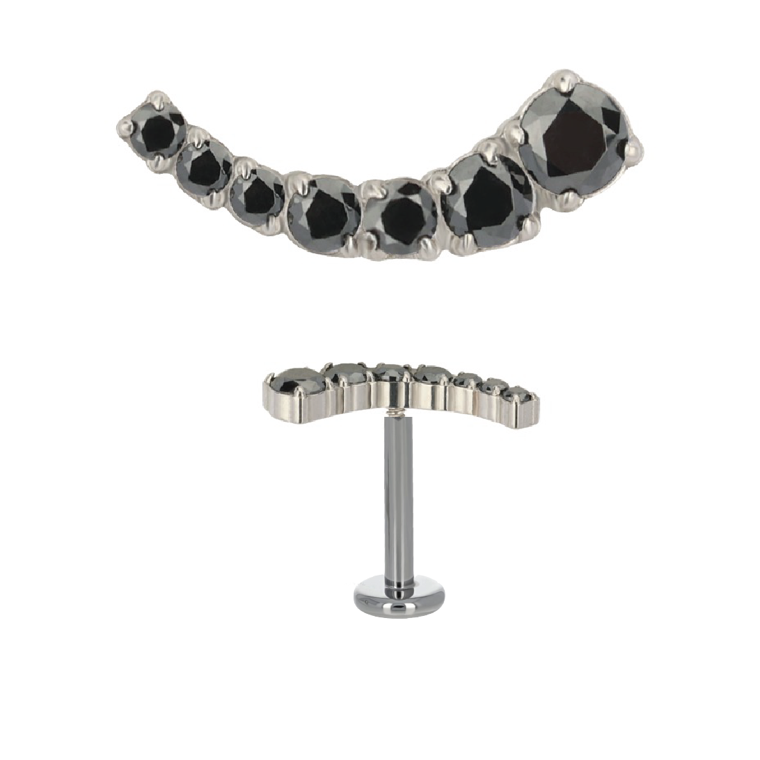 Titanium Descending Stone Labret Stud | Cura – Cura - Piercing Jewellery