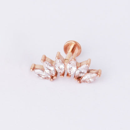 Mia - Surgical Steel Threadless Marquise Fan Stud